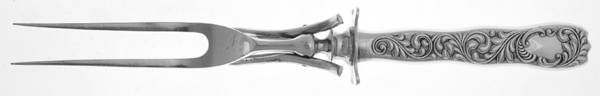 Monarch (Silverplate, 1889, No Monograms) Small Steak Carving Fork with Stainless Prongs