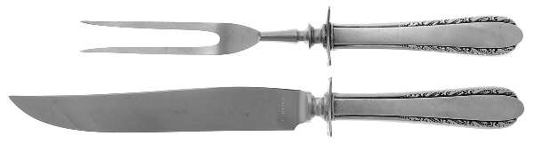 Moonglow (Sterling, 1938, No Monograms) 2 Piece Small Carving Set W/ Sterling Guard