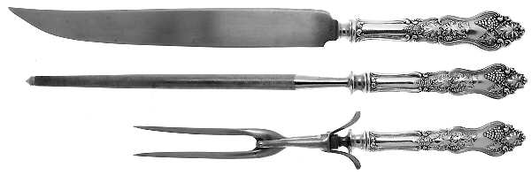 Moselle (Silverplate, 1906) Large 3-Piece Roast Carving Set w/ Stainless Blade