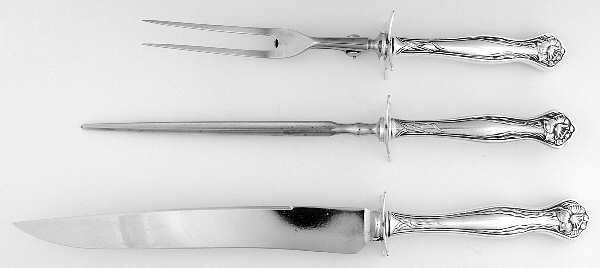 Mystic (Silverplate, 1903) Large 3-Piece Roast Carving Set w/ Stainless Blade