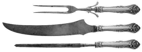 Nenuphar (Silverplate, 1905) Large 3-Piece Roast Carving Set w/ Stainless Blade