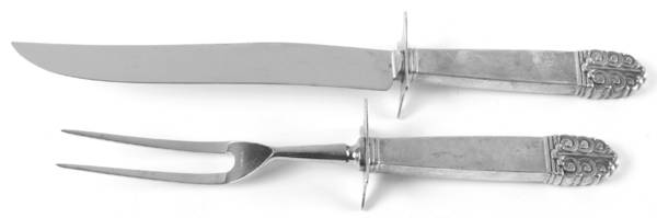 Northern Lights (Sterling, 1946, Glossy) (2 Pc)Carving Set-Lg Stnbl/Roast w/Sterling Guard