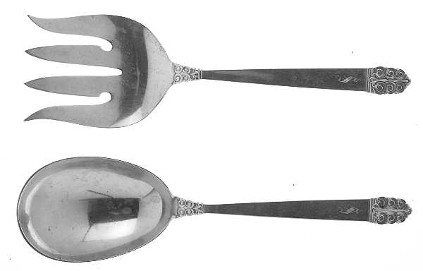 Northern Lights (Sterling, 1946, Glossy) (2 Pc) Solid Salad Set by International Silver