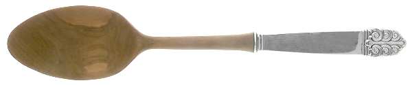 Northern Lights (Sterling, 1946, Glossy) Salad Serving Spoon with Wooden Bowl