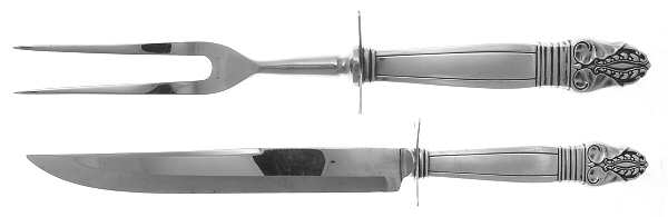 Norse (Sterling, 1937) (2 Pc)Carving Set-Lg Stnbl/Roast w/Sterling Guard