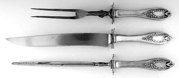 Old Colony (Silverplate, 1911) Large 3-Piece Roast Carving Set w/ Stainless Blade