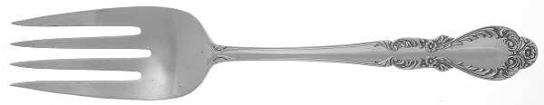 Old Charleston (Sterling, 1951) Large Solid Cold Meat Serving Fork by International Silver