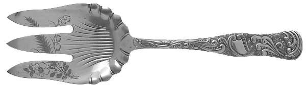 Opal (Silverplate, 1890) Salad Serving Fork, Bright Cut Solid Piece