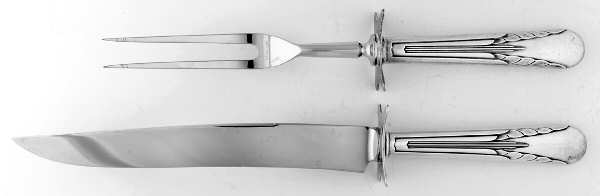 Orchid (Sterling, 1929-1930) (2 Pc)Carving Set-Lg Stnbl/Roast w/Sterling Guard