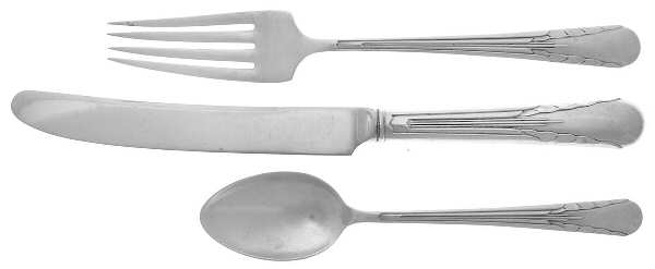 Orchid (Sterling, 1929-1930) 3-Piece Youth Set (Stnls Knife, SolidFork & Spoon)