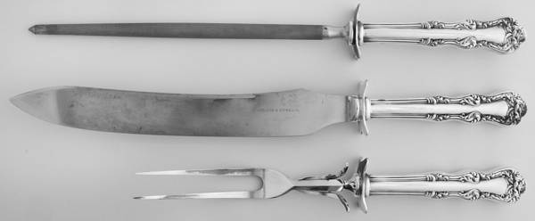 Orient-Venice (Silverplate, 1904) Large 3-Piece Roast Carving Set w/ Stainless Blade
