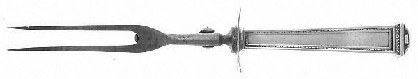 Pantheon (Sterling, 1920, No Monograms) Large Stainless-Prong Roast Carving Fork