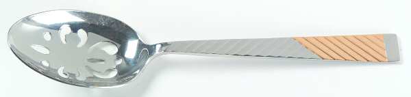 Parquet (Stainless, Gold Accent) Pierced Tablespoon (Serving Spoon)
