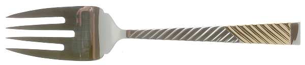 Parquet (Stainless, Gold Accent) Large Solid Cold Meat Serving Fork by International Silver