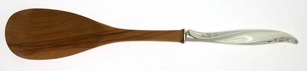 Pine Spray (Sterling, 1957) Salad Serving Spoon with Wooden Bowl