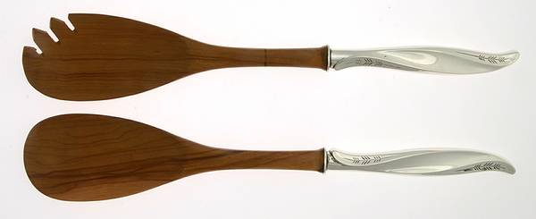 Pine Spray (Sterling, 1957) Wooden Bowl 2-Piece Salad Set