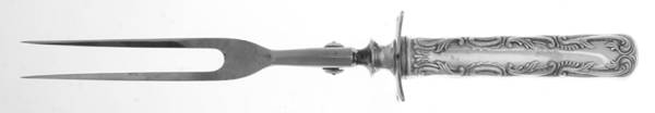 Portland (Silverplate, 1891) Large Stainless-Prong Roast Carving Fork
