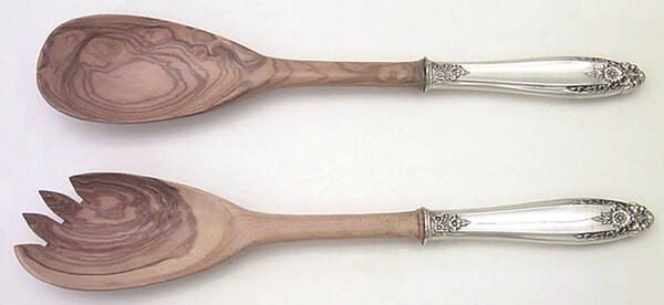 Prelude (Sterling, 1939, No Monograms) Wooden Bowl 2 Piece Salad Set