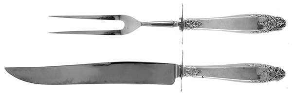 Prelude (Sterling, 1939, No Monograms) Large 2-Piece Roast Carving Set w/ Stainless Blade