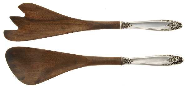 Prelude (Sterling, 1939, No Monograms) Wooden Bowl 2 Piece Salad Set