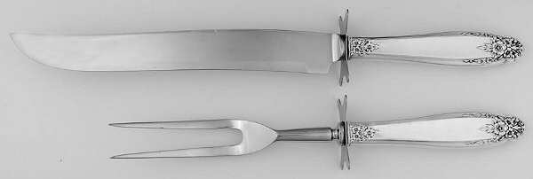 Prelude (Sterling, 1939, No Monograms) Large 2-Piece Roast Carving Set w/Stainless Blade