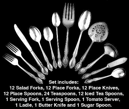 Precious Mirror (Silverplate, 1954) 90 Piece Set