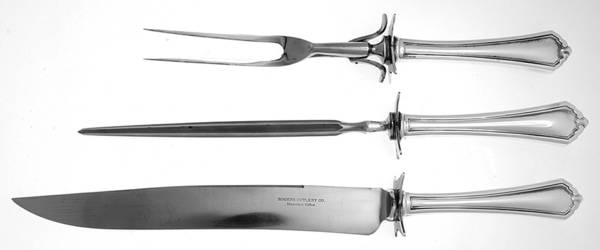 Puritan (Silverplate, 1912) Large 3-Piece Roast Carving Set w/ Stainless Blade