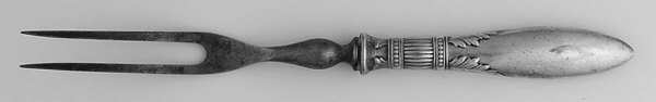 Queen Ann-St. Moritz (Silverplate, 1910) Small Steak Carving Fork with Stainless Prongs