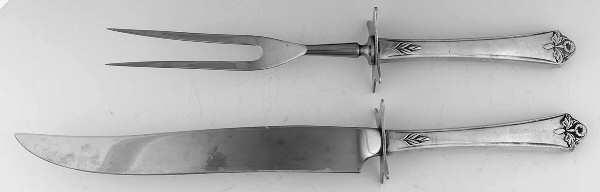 Queen of Flowers (Silverplate, 1951) Large 2-Piece Roast Carving Set w/Stainless Blade