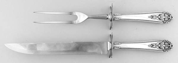 Queen's Lace (Sterling, 1949) Large 2-Piece Roast Carving Set w/Stainless Blade