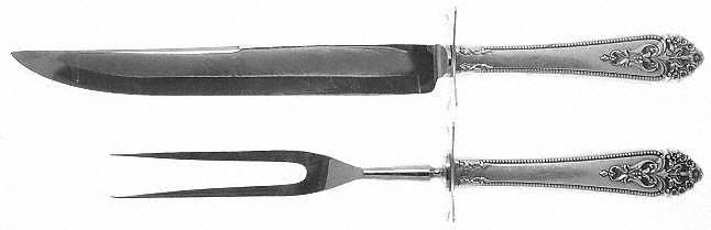 Queen's Lace (Sterling, 1949) Large 2-Piece Roast Carving Set w/ Stainless Blade