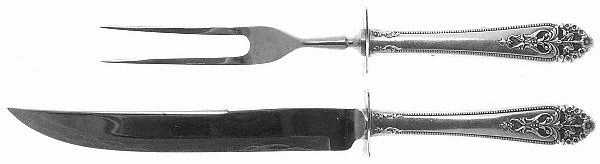 Queen's Lace (Sterling, 1949) Small Steak 2-Piece Carving Set w/Stainless Blade by International Silver