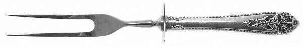 Queen's Lace (Sterling, 1949) Small Steak Carving Fork with Stainless Prongs