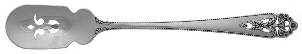 Queen's Lace (Sterling, 1949) Short Handled Olive Spoon with Pierced Bowl