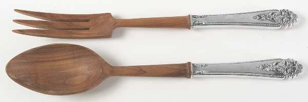 Queen's Lace (Sterling, 1949) Wooden Bowl 2-Piece Salad Set