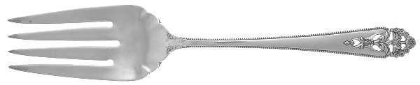 Queen's Lace (Sterling, 1949) Medium Solid Cold Meat Serving Fork