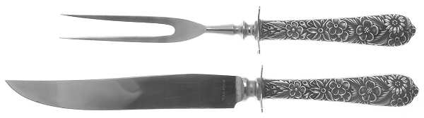 Radiant Rose (Sterling, 1938) 2 Piece Small Carving Set W/ Sterling Guard