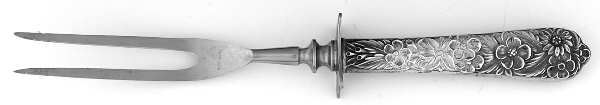 Radiant Rose (Sterling, 1938) Small Steak Carving Fork with Stainless Prongs