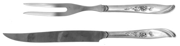 Random Rose (Silverplate, 1960) Small Stainless Blade 2-Piece Steak Carving Set