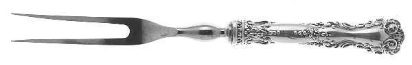 Revere (Sterling, 1898, No Monograms) Small Steak Carving Fork with Stainless Prongs