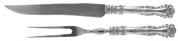 Revere (Sterling, 1898, No Monograms) Small Stainless Blade 2-Piece Steak Carving Set