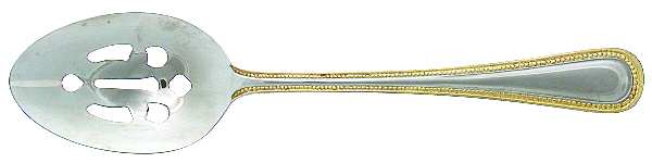 Royal Bead Gold (Stainless, Gold Accent) Pierced Tablespoon (Serving Spoon)