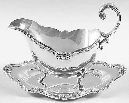 Rochelle (Silverplate, Hollowware) Plated Gravy Boat & Underplate