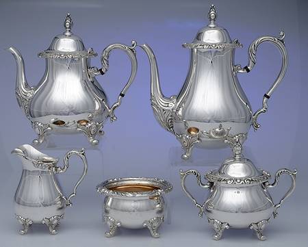 Rochelle (Silverplate, Hollowware) 5-Piece Plated Tea Set (with Waste)