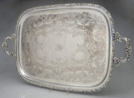 Rococo (Silverplate, Hollowware) Large Footed Waiter Tray