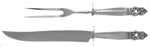 Royal Danish (Sterling, 1939) Large 2-Piece Roast Carving Set w/ Stainless Blade