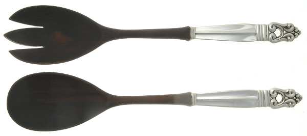 Royal Danish (Sterling, 1939) 2 Piece Wooden Bowl Salad Set