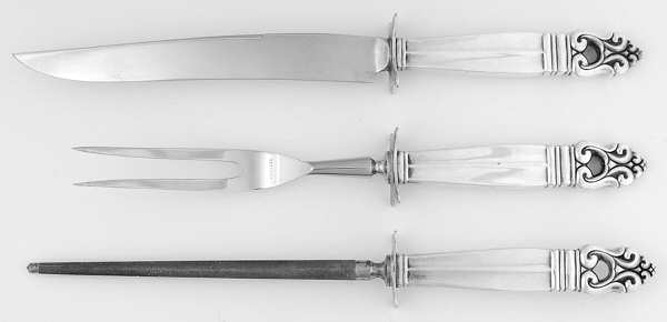Royal Danish (Sterling, 1939) Small Steak 3-Piece Carving Set w/Stainless Blade