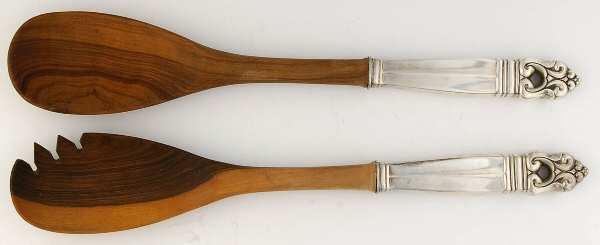 Royal Danish (Sterling, 1939) Wooden Bowl 2 Piece Salad Set