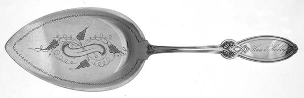 Roman I (Silverplate, 1865) Large Solid Bright Cut Pie Knife